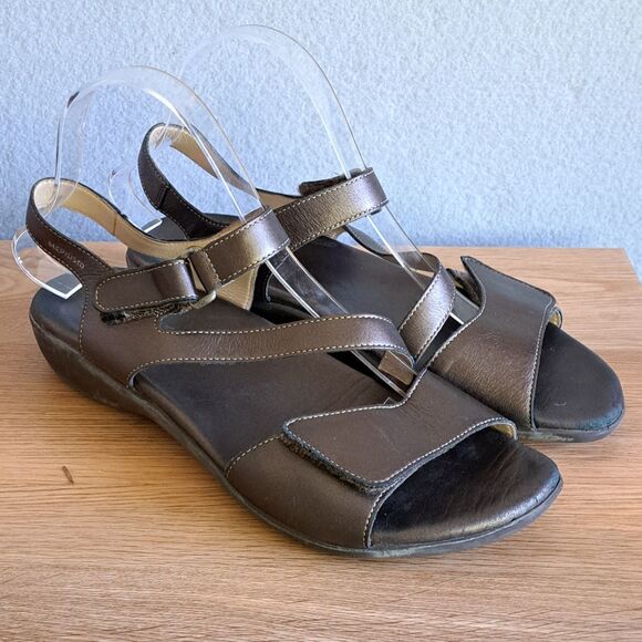 Mephisto Leather Comfort Ankle Strap Sandals Brown Women's 40 US 10 Shimmer - Picture 1 of 10